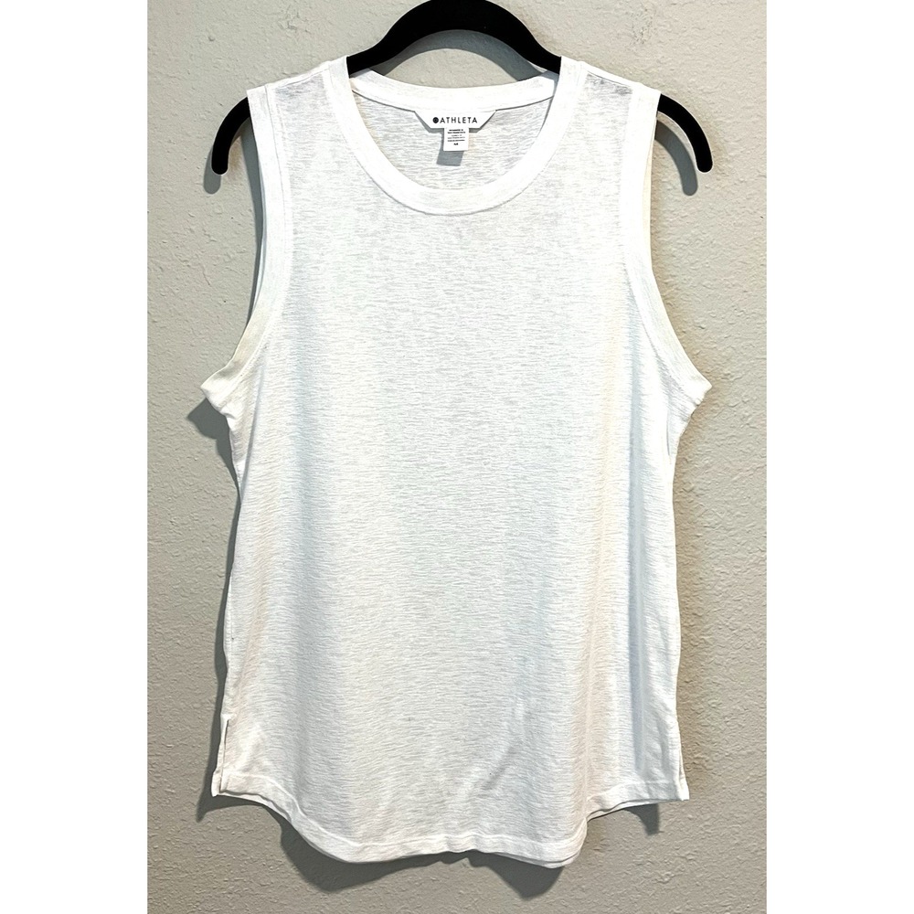 Athleta Women's Tank Top Medium White Relaxed Lightweight Athletic Yoga Running